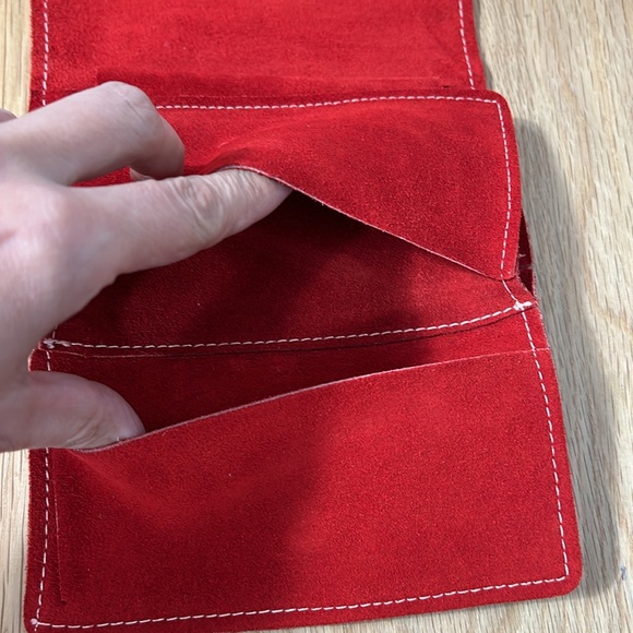 Vintage Red Orange Suede Wallet - Picture 8 of 15